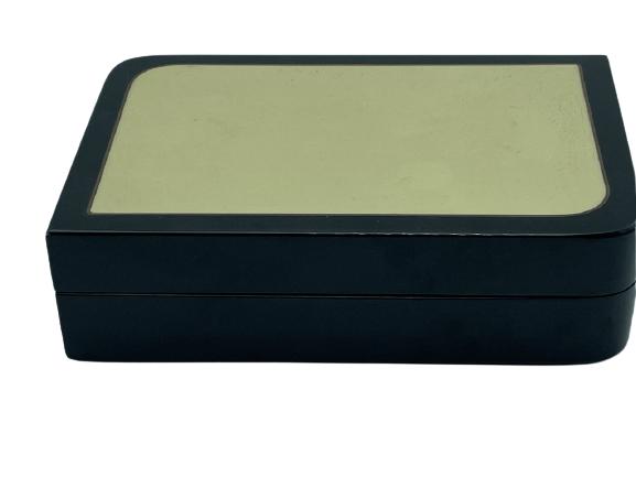VTG ITALIAN BLACK LACQUER KEEPSAKE STORAGE BOX 8" (1 of 8)