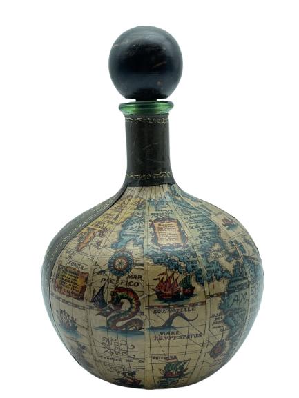 ITALIAN LEATHER WRAPPED GLASS "MAP" DECANTER 11" (1 of 8)