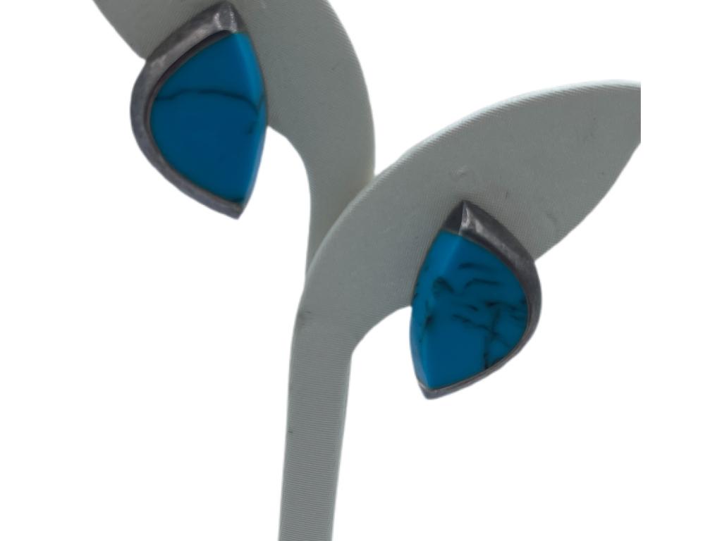 VTG STERLING SILVER TURQUOISE PIERCED EARRINGS (1 of 3)