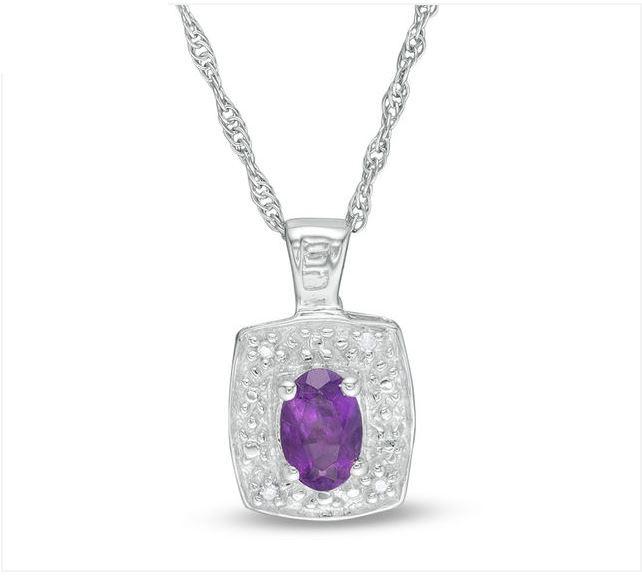 AMETHYST & DIAMOND ACCENT STERLING SILVER PENDANT (1 of 2)