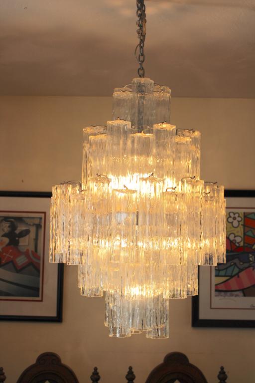 MID CENTURY MODERN GLASS 4 TIER CHANDELIER (1 of 2)