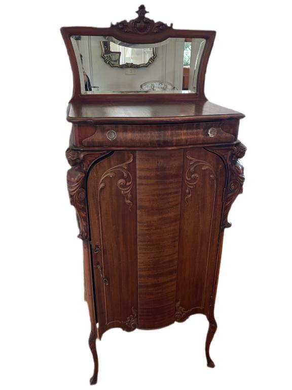 \ART DECO STYLE TIGER WOOD SIDEBOARD CABINET 56" (1 of 13)