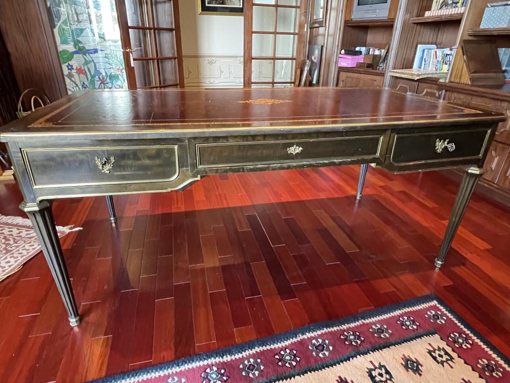 FRENCH ANTIQUE MAILFERT AMOS LEATHER TOP DESK 70" (1 of 9)