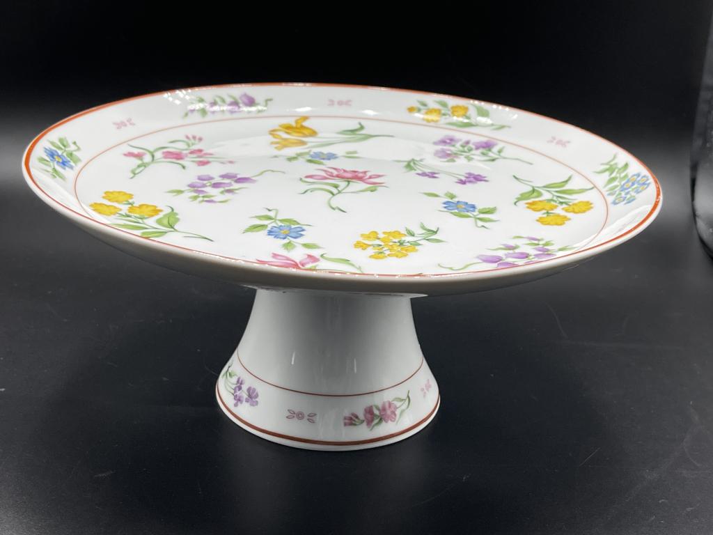 "FLORAL FANTASY" GEORGES BRIARD CAKE PLATE: "FLORAL FANTASY" GEORGES BRIARD CAKE PLATE -HAND-PAINTED-VERY GOOD CONDITION