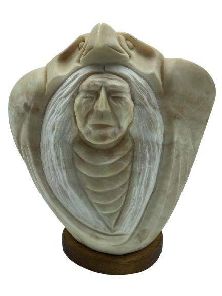 STONE EAGLE AND NATIVE AMERICAN STATUE (1 of 5)