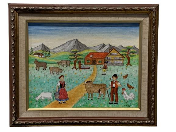LILIAN LATAL NAIVE ART OIL PAINTING 18" (1 of 3)