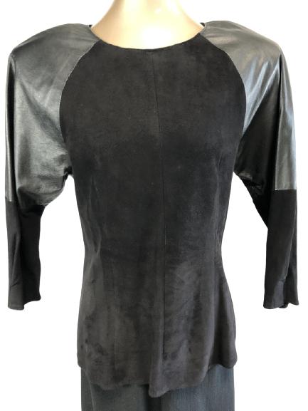 VINTAGE RUTH WAGNER BLACK LEATHER TOP SIZE LARGE (1 of 5)