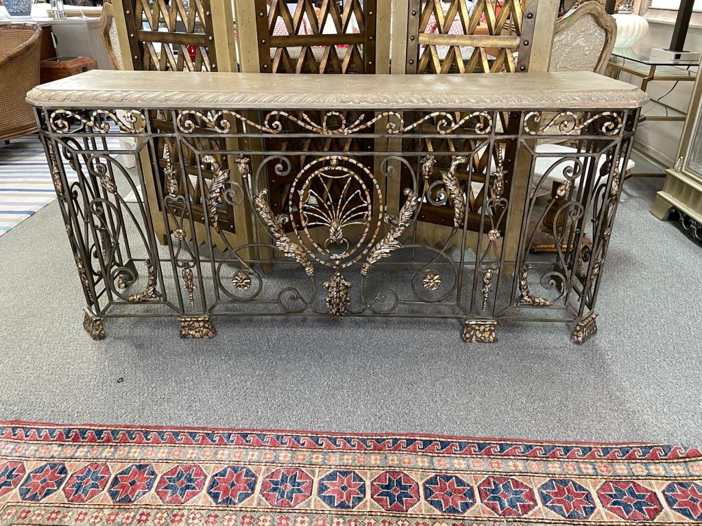 LARGE NEOCLASSICAL WROUGHT IRON CONSOLE TABLE (1 of 5)