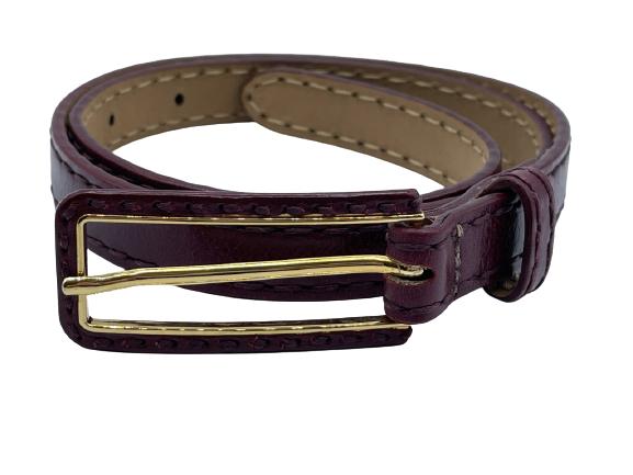 PRADA WINE LEATHER SLENDER BELT: PRADA WINE LEATHER SLENDER BELT -35"-MADE IN ITALY
