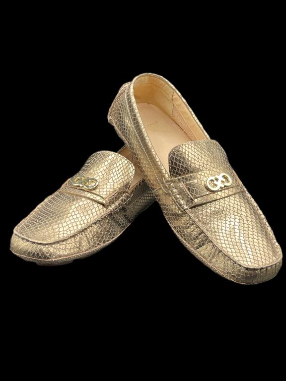 NEW! COLE HAAN FAUX PYTHON GOLD LOAFERS SZ 10: NEW! COLE HAAN FAUX PYTHON GOLD LOAFERS SZ 10