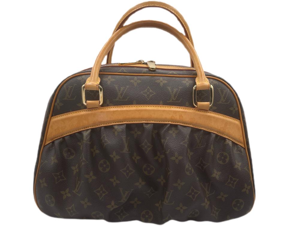 LOUIS VUITTON BROWN LEATHER MONOGRAMED HANDBAG (1 of 3)