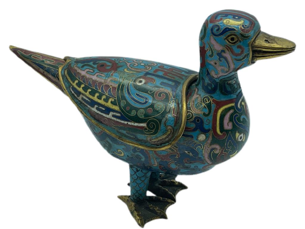 QING DYNASTY STYLE CLOISONNE COPPER ENAMEL DUCK CL (1 of 5)