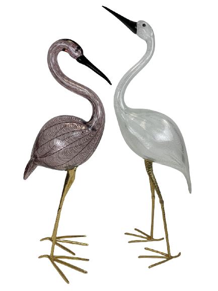 PAIR OF LICIO ZANNETTI MURANO ART GLASS CRANES 29" (1 of 10)