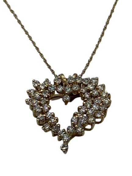 14 K 3 CT. DIAMOND HEART PENDANT CHAIN ORG. 2000 (1 of 9)