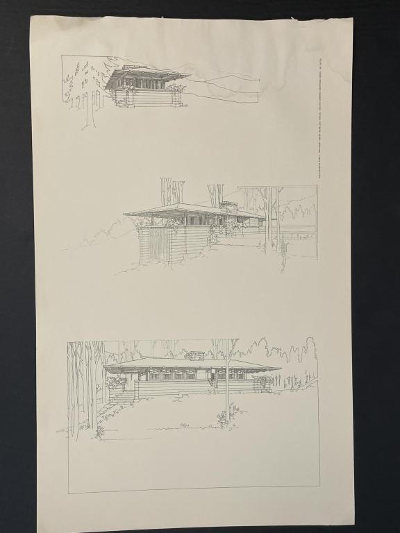 FRANK LLOYD WRIGHT ARCHITECTURAL DRAWING LITHO (1 of 5)