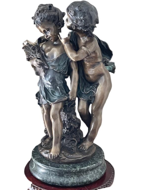 A. MOREAU "SECRETS " BRONZE SCULPTURE 18" (1 of 5)