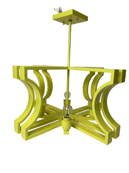 FLAT PACK YELLOW METAL PENDANT CHANDELIER 22" (1 of 8)