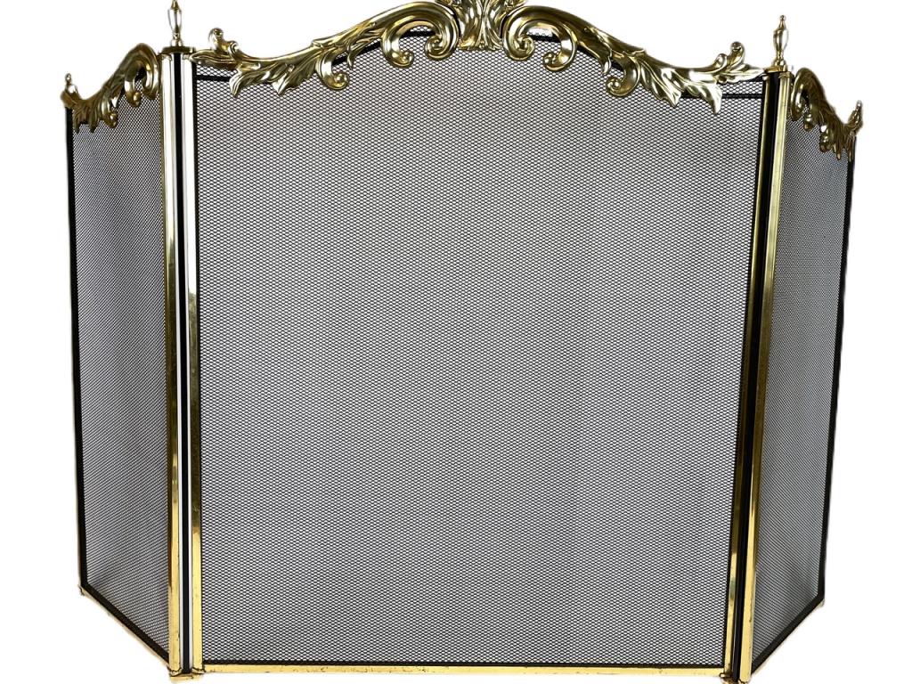 VINTAGE BRASS 3 FOLD FIREPLACE SCREEN (1 of 10)