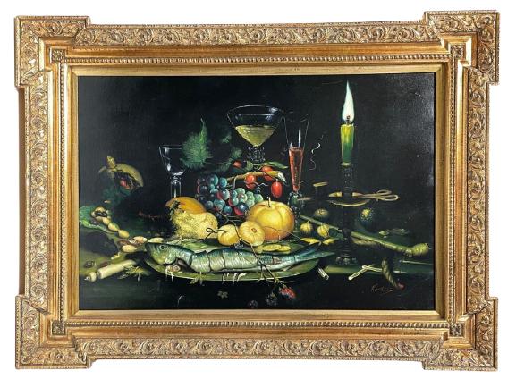 VICENTINI DUTCH GOLDEN AGE STYLE PAINTING 45" (1 of 5)