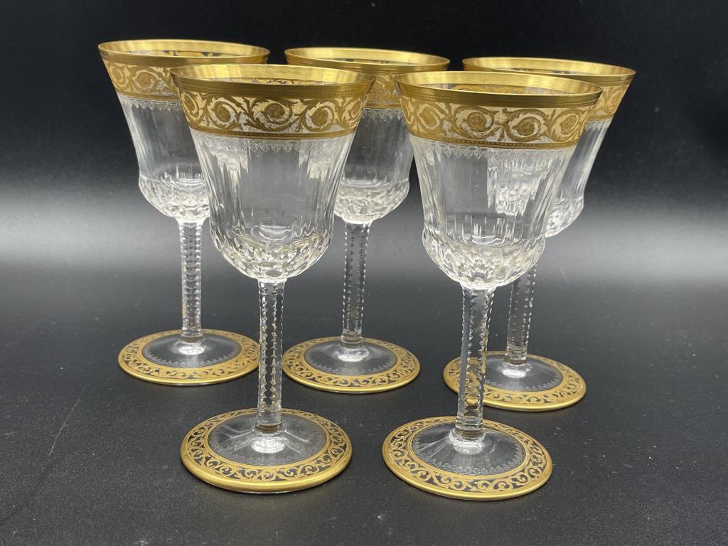 VTG BACCARAT GOLD TRIMMED WINE GLASSES: VTG BACCARAT GOLD TRIMMED WINE GLASSES -VERY GOOD CONDITION