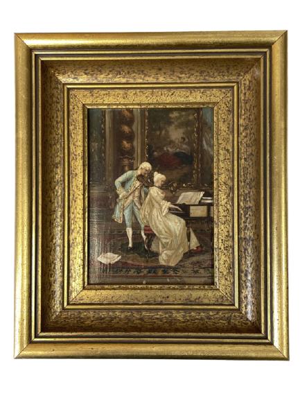 ANTIQUE F. LENDIK "HARMONY" VICTORIAN PAINTING 8" (1 of 5)