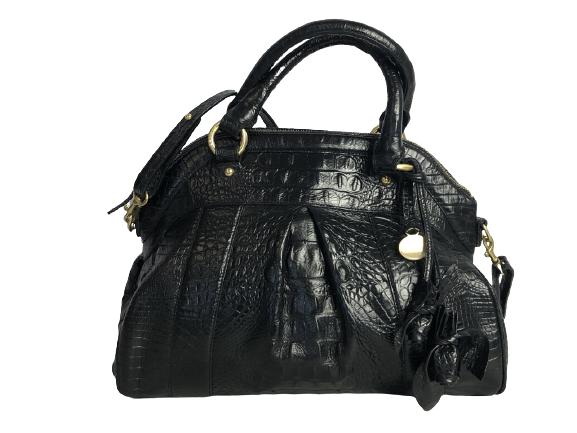 VTG BRAHMIN CROCODILE EMBOSSED LEATHER SATCHEL (1 of 9)