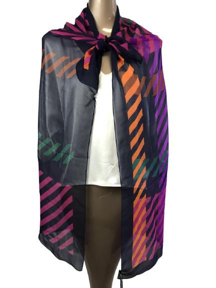 VINTAGE ELLEN TRACY SILK MULTICOLOR SCARF (1 of 6)