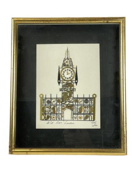 1970'S L. KERSH " BIG BEN" HOROLOGICAL COLLAGE 12" (1 of 2)