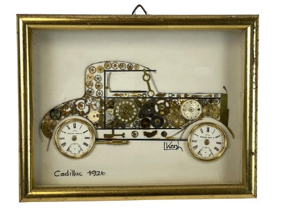 1970'S L. KERSH "BICYCLE" HOROLOGICAL COLLAGE 9" (1 of 2)