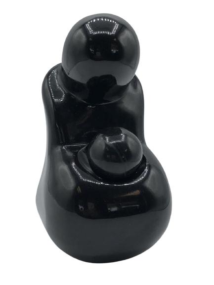 WOMAN WITH BABY BLACK ONYX STYLE MODERN STATUE (1 of 5)