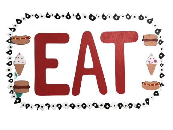 VINTAGE WOODEN "EAT" SIGN 23" (1 of 3)