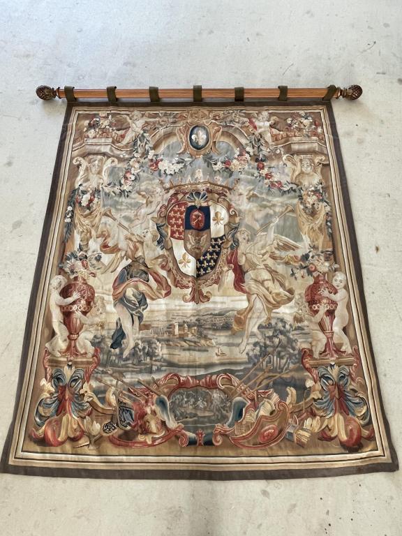 VINTAGE FRENCH TAPESTRY WALL HANGING 81" (1 of 3)