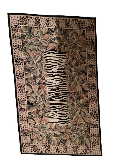 VINTAGE ZEBRA WOVEN TEXTILE AREA RUG (1 of 4)