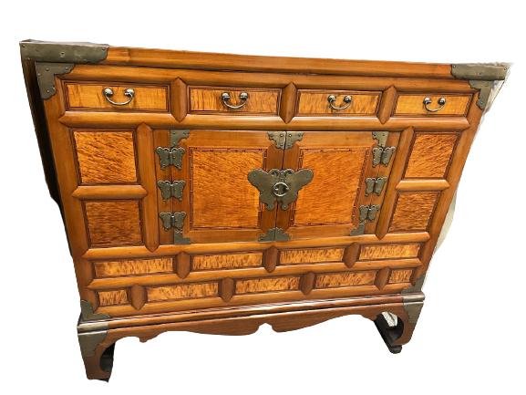 ANTIQUE ASIAN STYLE PAPILLON WOOD STORAGE CABINET (1 of 8)