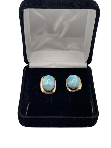 GORGEOUS 14K GOLD LARIMAR EARRINGS (1 of 2)