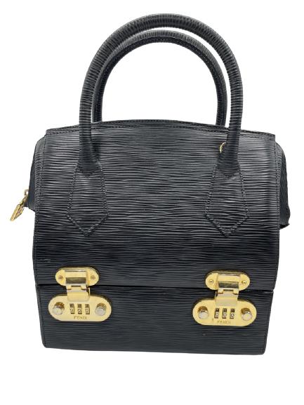 FENDI BLACK LEATHER TRAIN BOX SHOULDER BAG (1 of 6)