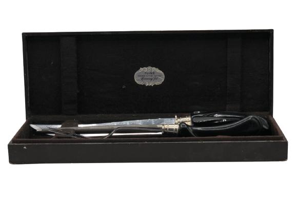 VINTAGE FLINT HOLLOW GROUND BOXED CARVING SET (1 of 6)
