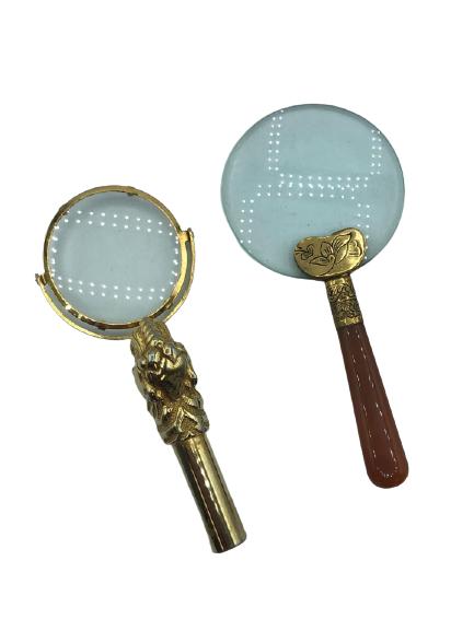 SET/2 VINTAGE SMALL MAGNIFYING GLASSES: SET/2 VINTAGE SMALL MAGNIFYING GLASSES - ONE IS BY KENNETH J. LANE AND IF SWIVELS - VERY GOOD CONDITION- BC080521