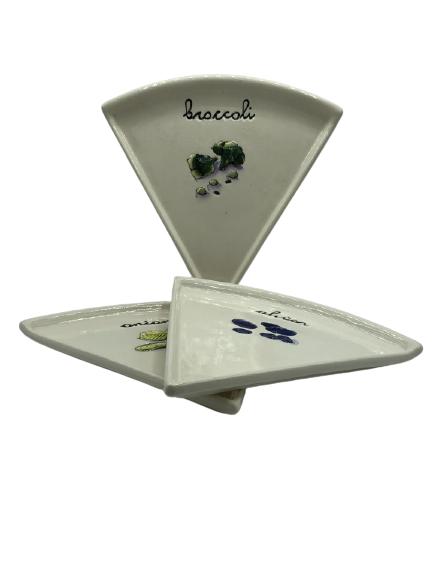 SET/3 VTG GODINGER TRIANGULAR CONDIMENT PLATES (1 of 6)