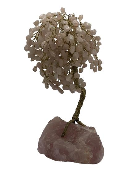 VINTAGE ROSE QUARTZ & GOLD TREE 11" HIGH (1 of 5)