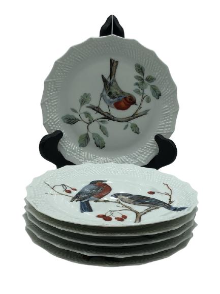 SET/6 VINTAGE LIMOGES BIRD CANAPE PLATES 6.5" (1 of 3)