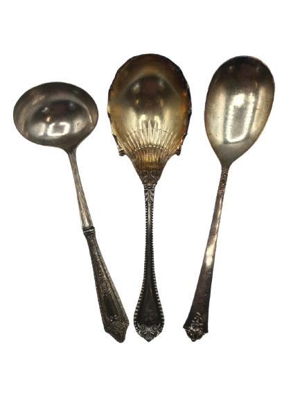 LOT OF 3 VINTAGE STERLING SERVING SPOONS (1 of 4)