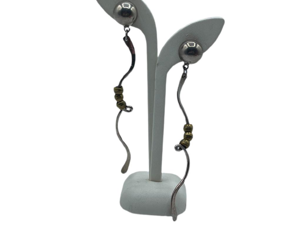 MEXICO STERLING SILVER DROP PIERCED EARRINGS (1 of 6)