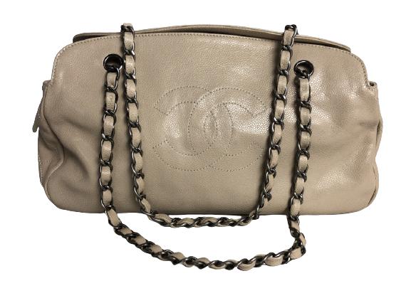 VTG CHANEL BEIGE CALFSKIN MADEMOISELLE BOWLER BAG (1 of 5)