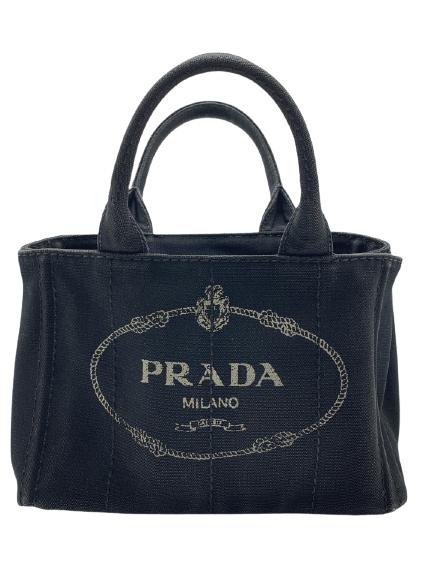 VTG PRADA BLACK CANAPA CANVAS SMALL TOTEBAG (1 of 12)