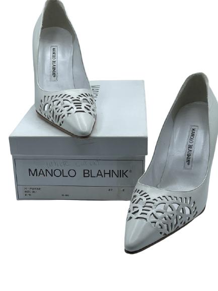 MANOLA BLAHNIK HIGH HEEL LEATHER PUMPS: MANOLA BLAHNIK HIGH HEEL LEATHER PUMPS -SZ 37