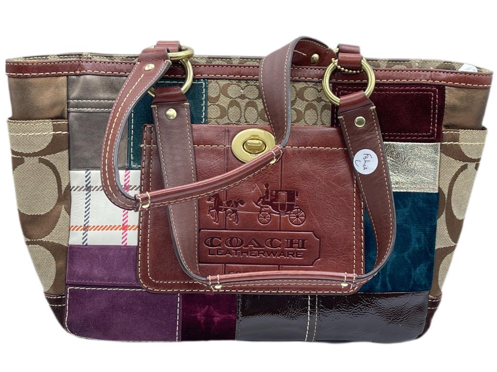 VINTAGE COACH LEATHER PATCHWORK HANDBAG (1 of 6)