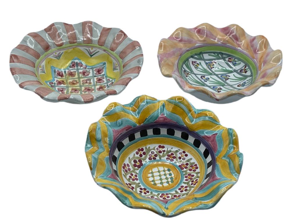 SET OF 3 MACKENZIE CHILDS HANDPAINTED BOWLS (1 of 7)