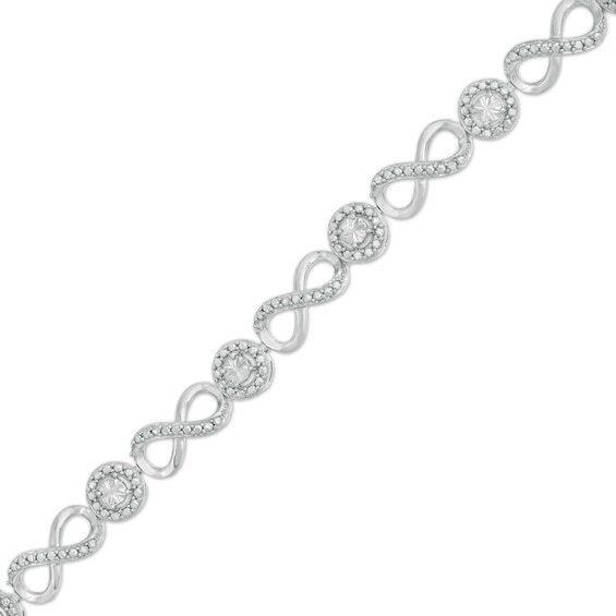 DIAMOND ACCENT INFINITY STERLING BRACELET 7.5" (1 of 3)