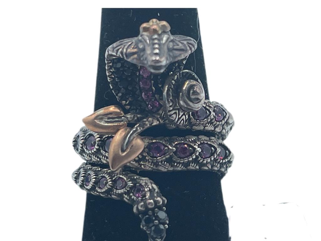 18K GOLD AND STERLING COBRA RING SZ 9 (1 of 3)